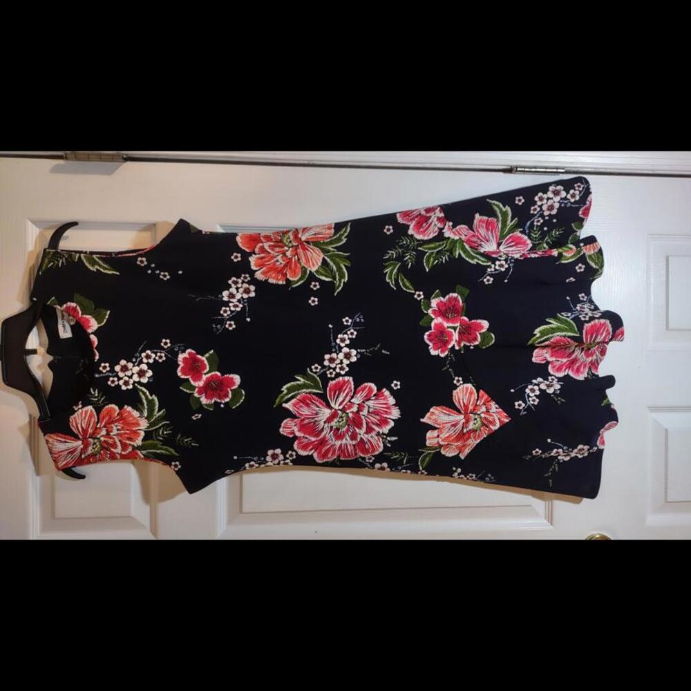 Shelby & Palmer Black Floral Sleeveless Dress Sz 14